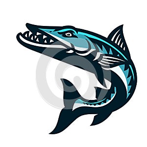 Jumping Barracuda Fish Sport Mascot Cartoon