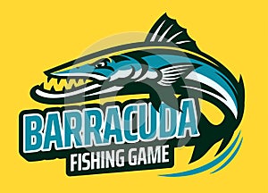 Jumping Barracuda Fishing Game Mascot Logo Design