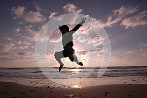 Jumping on the beach