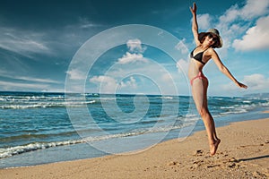 Jumping at the beach