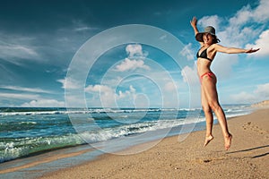 Jumping at the beach