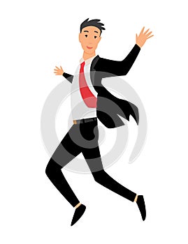 Jumping business people. Business man jumps on a white background. Vector illustration of a flat design. Office worker