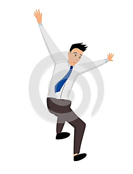 Jumping business people. Business man jumps on a white background. Vector illustration of a flat design. Office worker