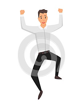 Jumping business people. Business man jumps on a white background. Vector illustration of a flat design. Office worker