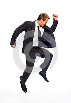 Jumping businessman