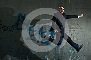 Jumping businessman.