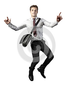 Jumping businessman isolated