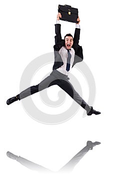 Jumping businessman isolated