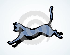 Jumping cat. Vector drawing icon