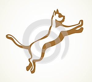 Jumping cat. Vector drawing icon