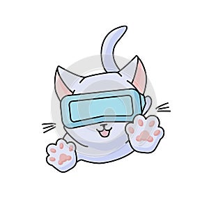 Jumping cat with vr glasses