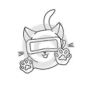 Jumping cat with vr glasses