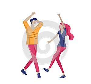 Jumping character in various poses. Group of young joyful laughing people jumping with raised hands. Happy positive young men and