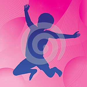 Jumping Child & Abstract Background