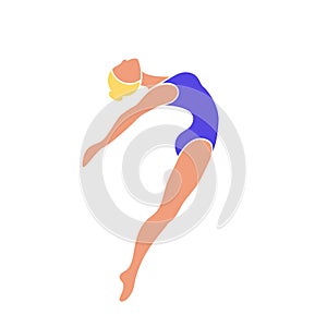 Jumping dancer girl, isolated on white background.