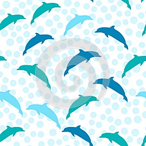 Skákanie delfíny vektor bezšvový leto vzor more zvieratá. morský štýl pre tlač 