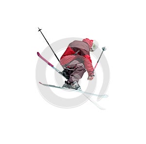 Jumping freestyle skier