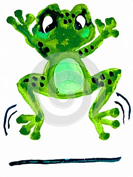 Jumping Frog - Water Color Painting