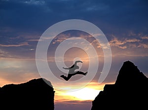 Jumping a gap in sunset
