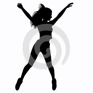 Jumping girl black icon on white background. Jumping girl silhouette