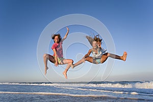 Jumping girls photo