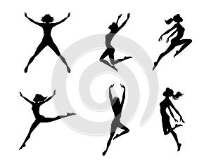 Jumping girls silhouettes