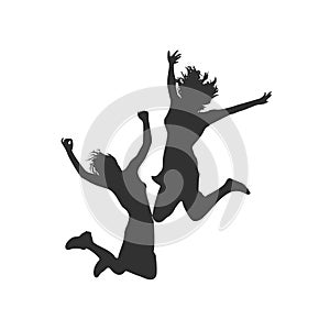 Jumping girls silhouettes. Stock Vector illustration isolated on white background