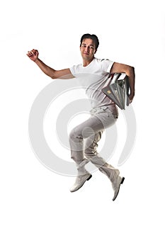 Jumping Happy Guy Isolated on White