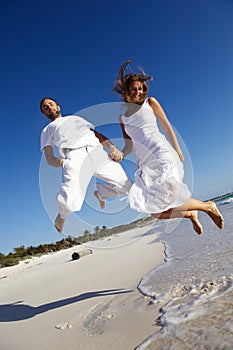 Jumping Honeymoon Couple photo