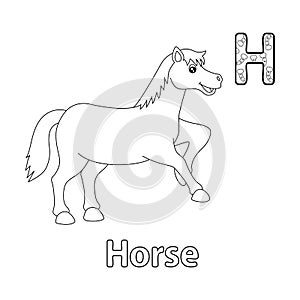 Jumping Horse Alphabet ABC Coloring Page H