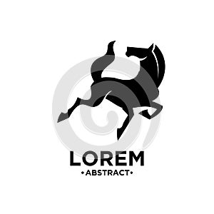 Jumping Horse animal black logo icon design vector illustration