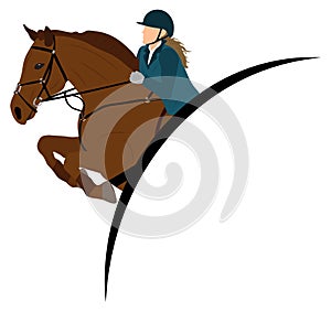 Jumping horse and rider, equestrian sport. Vector illustration