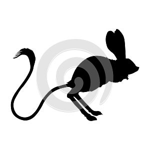 Jumping Jerboa On a Side View Silhouette Found In Map Of Northern Africa and Asia. Good To Use For Element Print Book