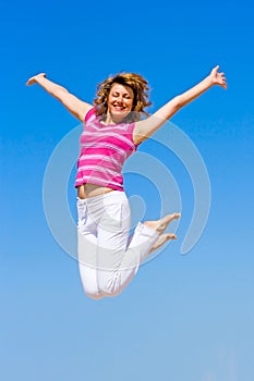 Jumping in joy