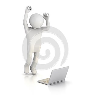 Jumping for Joy at Laptop