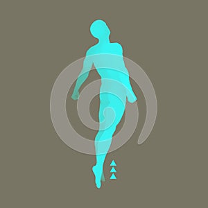 Jumping Man. 3D Model of Man. Human Body Model