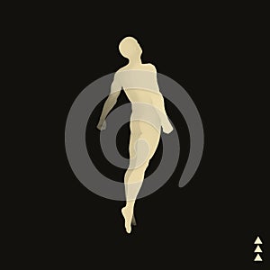 Jumping Man. 3D Model of Man. Human Body. Sport Symbol