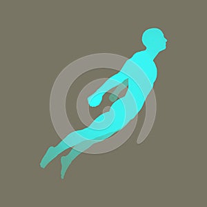 Jumping Man. 3D Model of Man. Human Body. Sport Symbol. Design Element for Business, Science and Technology. Vector Illustration