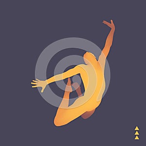 Jumping Man. Gymnast. 3D human body model. Gymnastics activities for icon health and fitness community. Vector illustration