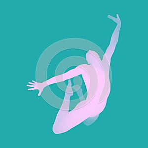 Jumping Man. Gymnast. 3D human body model. Vector illustration