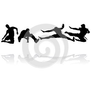 Jumping men silhouettes