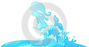 Jumping mermaid out of water vector