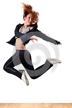 Jumping modern ballet dancer