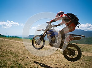 Jumping off-road rider