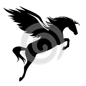 Jumping pegasus black vector design