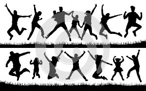 Jumping people silhouette vector