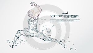 Jumping person, point and line composition, vector illustration