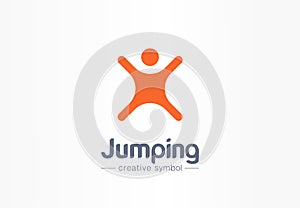 Jumping, playing, freedom creative symbol concept. Happiness, success, win abstract business logo idea. Healthy kid