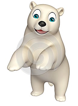 Jumping Polar bear cartoon character