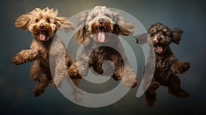 Jumping Poodles Fun and Excitement in Midair. Generative AI